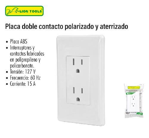 LION PLACA DOBLE CONTACTO POLARIZADO Y ATERRIZADO