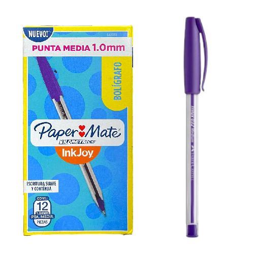 M PAPER MATE BOLIGRAFO PUNTA MEDIANA KILOMETRICO Morado PAQ* 12 Plumas