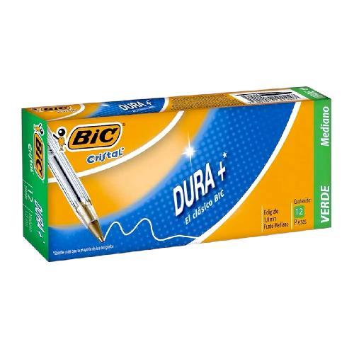 M BIC BOLIGRAFO DURA+ PUNTA MEDIA Verde PAQ*12 Plumas