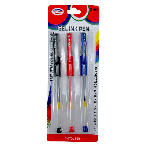Z 0273 BLISTER DE 3 PLUMA DE GEL NEGRA, AZUL Y ROJA