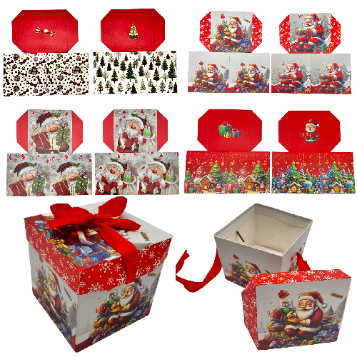 M J2188 CAJA NAVIDEÑA CHICA 15x15x15cm PAQ* 12pzs
