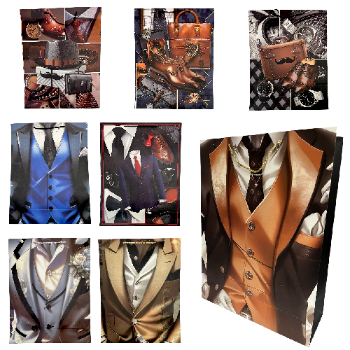 M D4252 BOLSA DE REGALO JUMBO CABALLERO  PAQ*12pzs 55x43x15cm