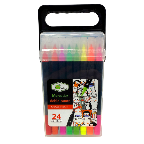 T S24-6004A PLUMIN DOBLE PUNTA EN CAJITA C/ 24clrs