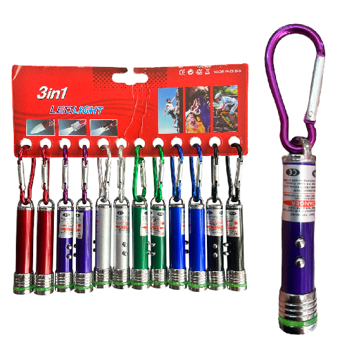 TT L-2 LAMPARA LED Y LASER 11cm con llavero PAQ*12pzs