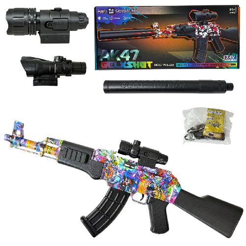 TT Q-99502 RIFLE HIDROGEL 80cm C/ LINTERNA, LASER Y MIRA colores surtidos
