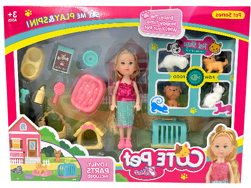 Y 18045 MUÑECA 5" C/ACCESORIOS DE MASCOTA Med. Emp. 24x33x5.5cm