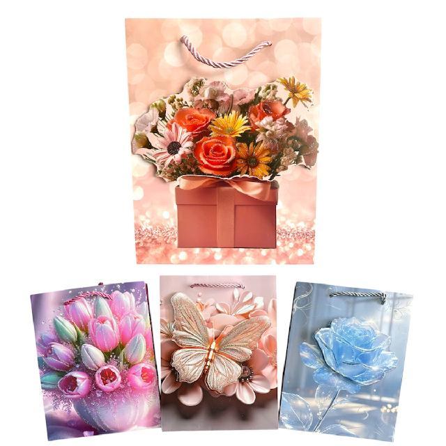 M D2410 BOLSA DE REGALO CHICA PAQ* 12pzs 23x18x8.5cm