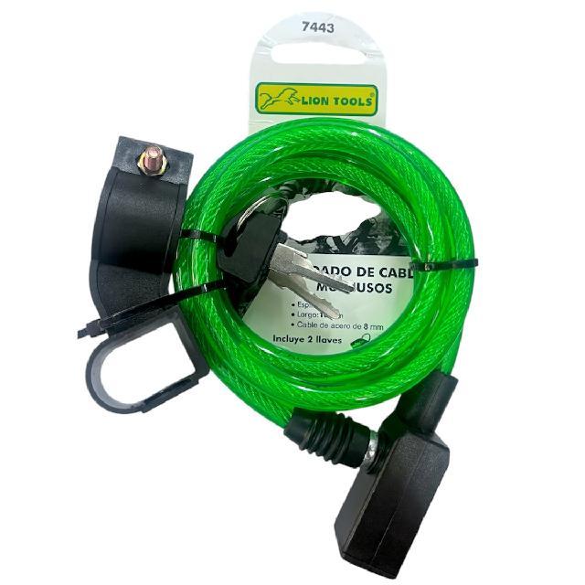 LION 7443 CANDADO CABLE ESPIRAL 1m Para Bici