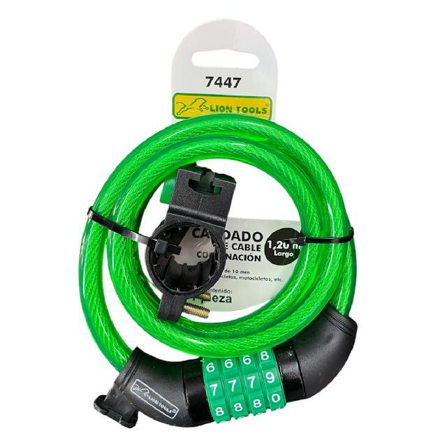 LION 7447 CANDADO BICICLETA CABLE 1.2m 10mm COMBINACION 4 DIGITOS