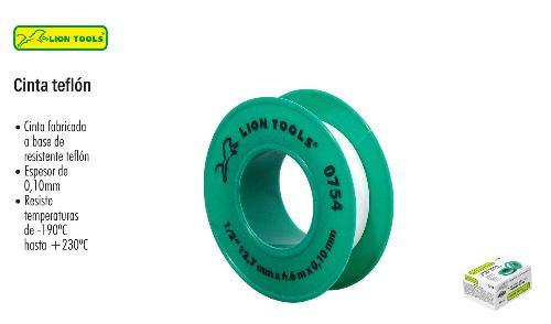 LION 0755 CINTA TEFLON 3/4" 19.05mm X 6.6m PAQ 10pzs
